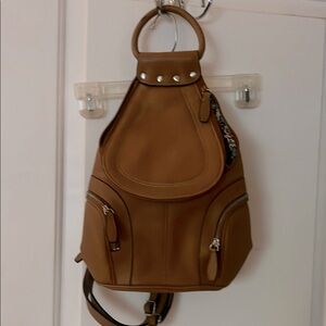 Nine West Elegant Tan Leather Backpack